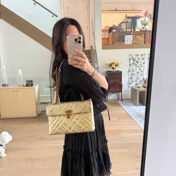 Kurt Geiger The Brixton leather metallic gold shoulder bag - Picture 12 of 14